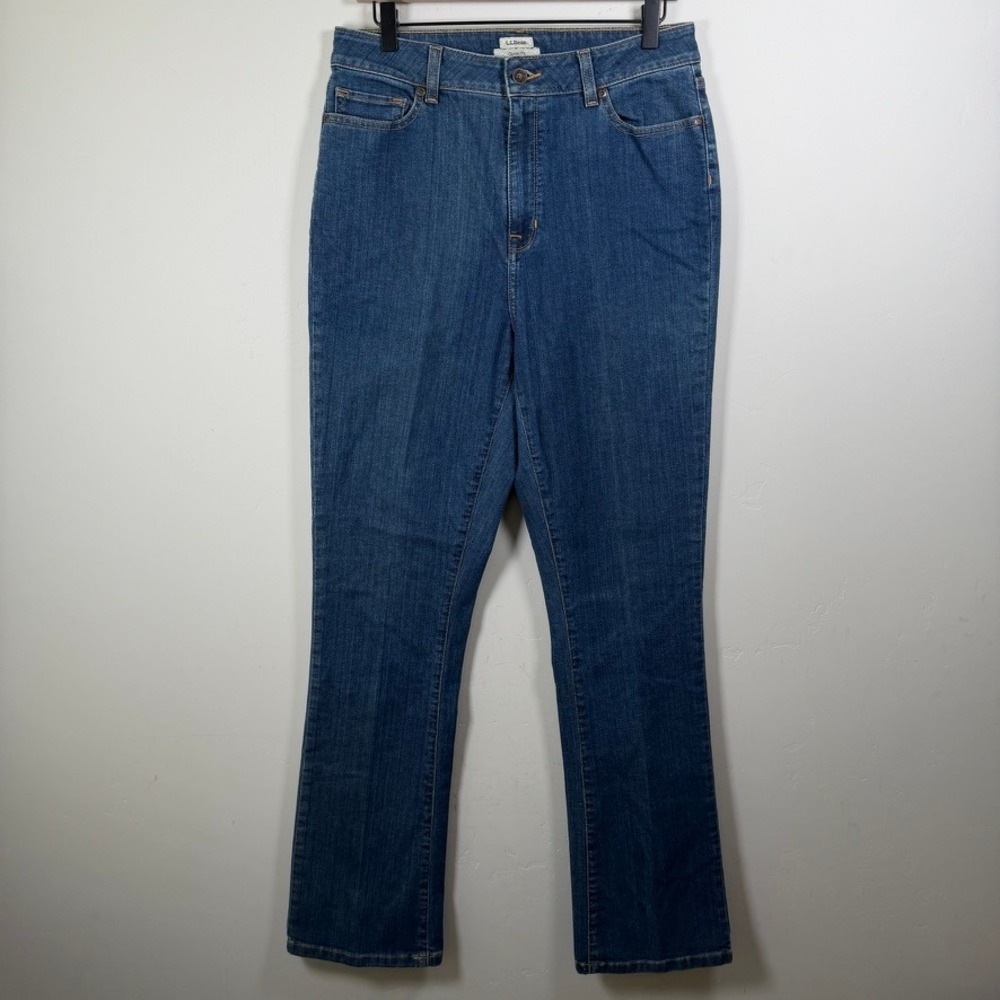 LL Bean Womens Classic Fit Jeans 12 Tall Blue Classic Fit Straight Leg Stretch